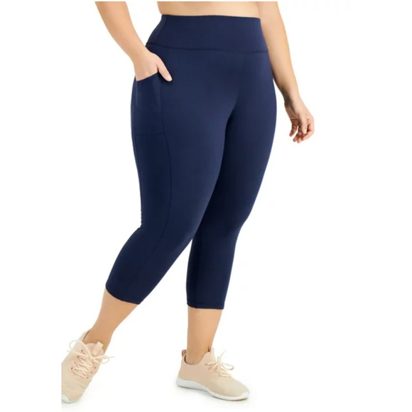 ID Ideology Women's High Rise Cropped Leggings Navy Blue Size New with tags - Picture 1 of 3